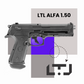 LTL ALFA 1.50, air gun for training and non lethal defense, Cal .50, (+10 CILINDER CO2 + 100 ZULU HARD RUBBER 2.1 gr)