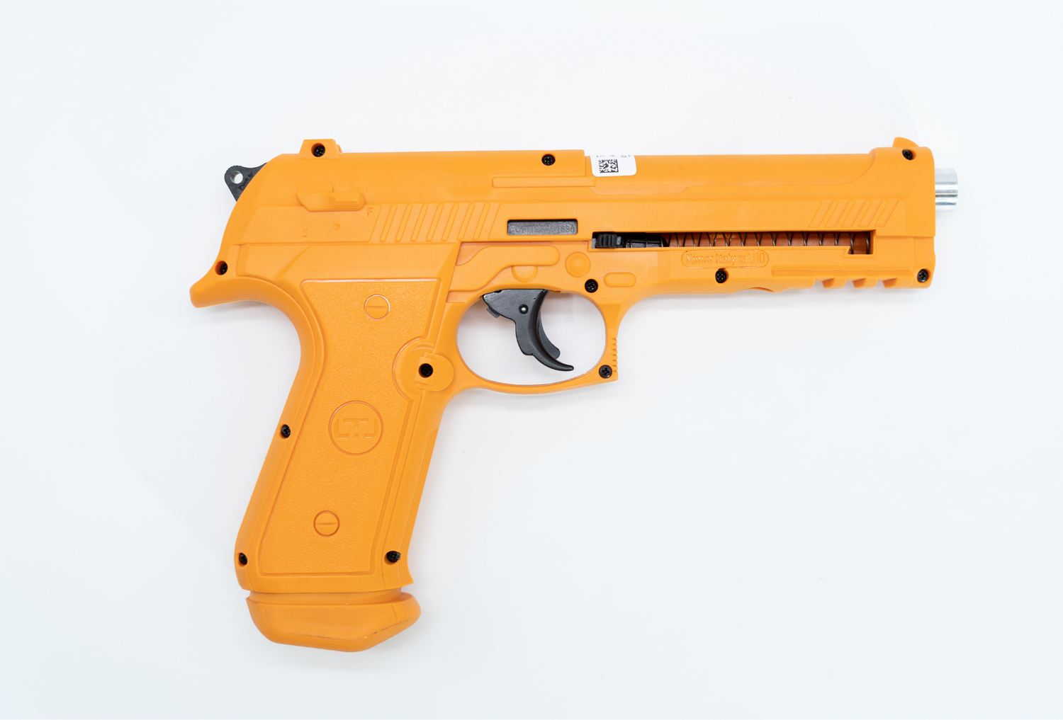 Frontal view of LTL Alfa Orange 1.50 caliber air gun showing detailed trigger and barrel design