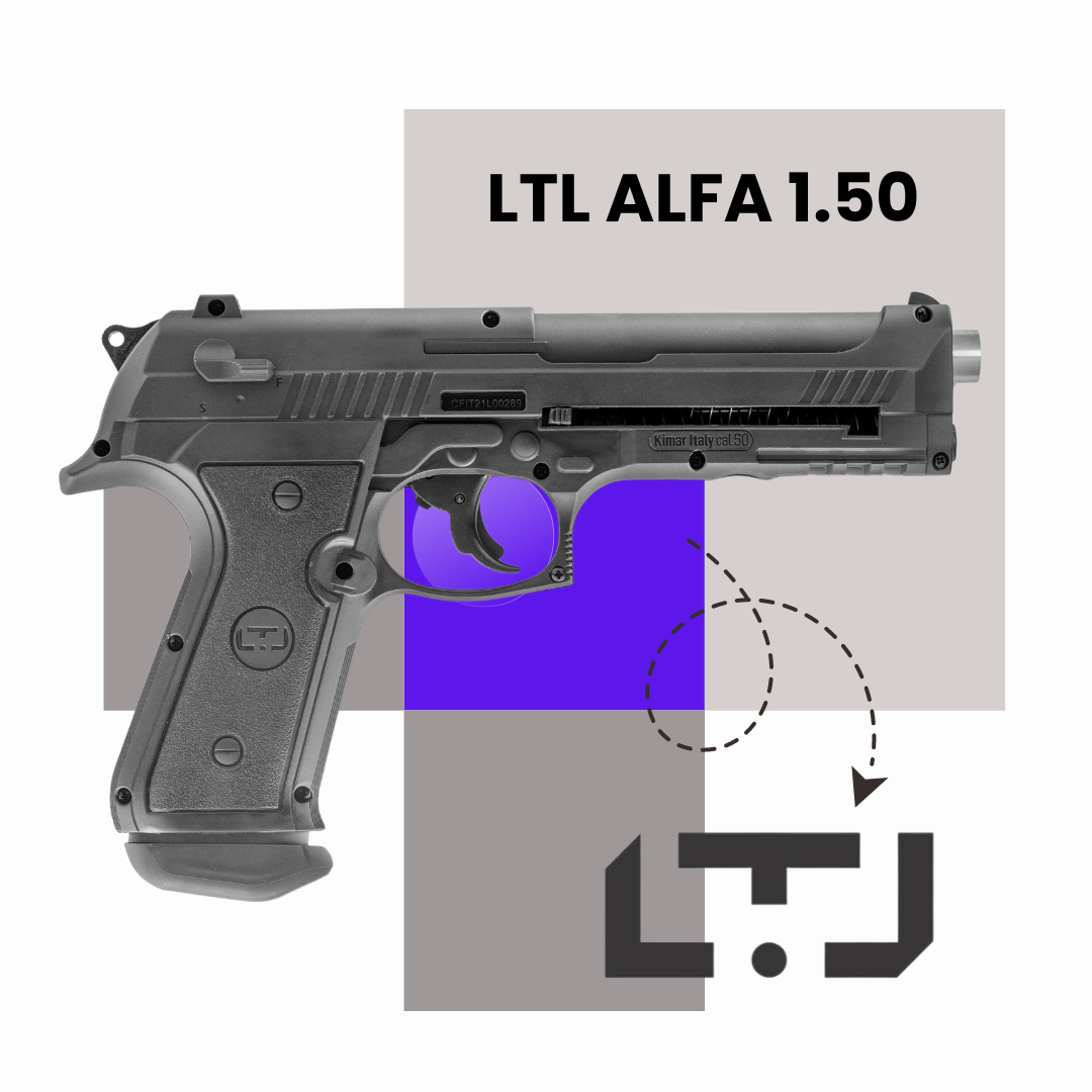 Front view of LTL Black 1.50 caliber air gun, showcasing the sleek black design and durable construction