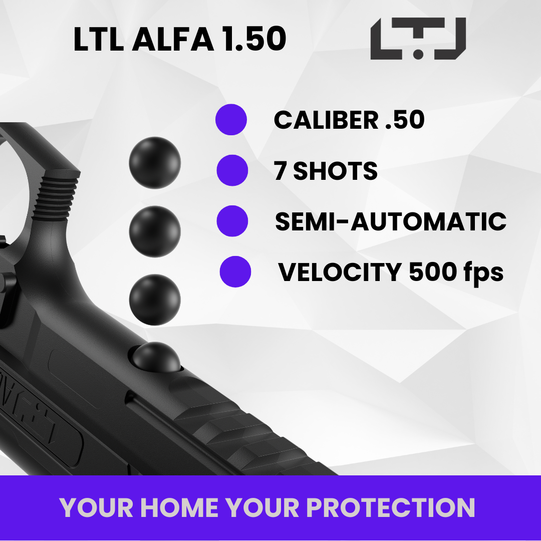 Packaging of LTL Black 1.50 caliber air gun showing the gun securely stored, ready for shipment