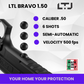 Comparative view of LTL Bravo Grey 1.50 cal air gun showcasing its polymer frame, metal slides, and a weight of 2.42 lbs, highlighting the design and construction features