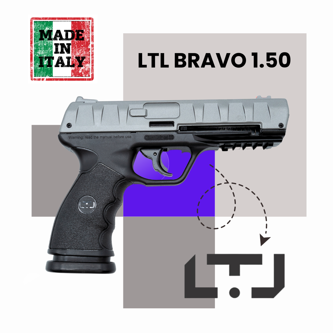 Front view of LTL Bravo Grey 1.50 caliber air gun, showcasing the sleek grey design and durable construction