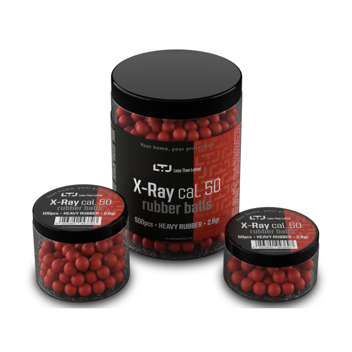 X-Ray Heavy Rubber Balls Cal .50 - 2.6gr, 100 Pack | High-Performance Ammunition for Air Guns